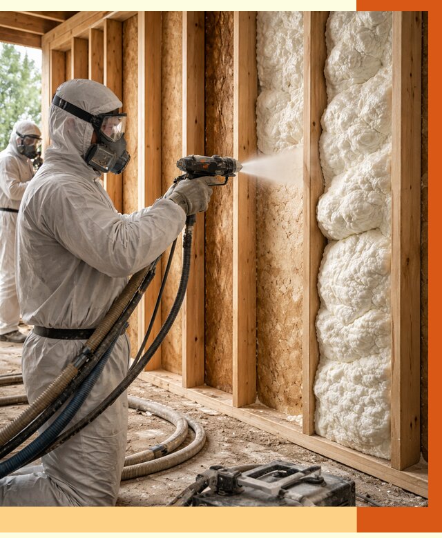 Утепление каркасного дома ППУ в Ленинске-Кузнецком от 2862 руб./м2 — работа под ключ | ТепломастерЛнн