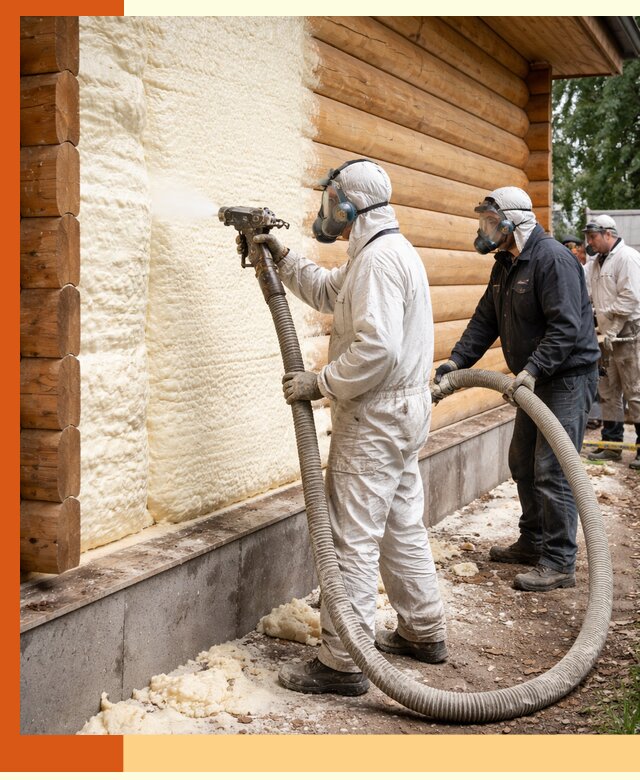 Утепление дома из бруса пенополиуретаном в Ленинске-Кузнецком