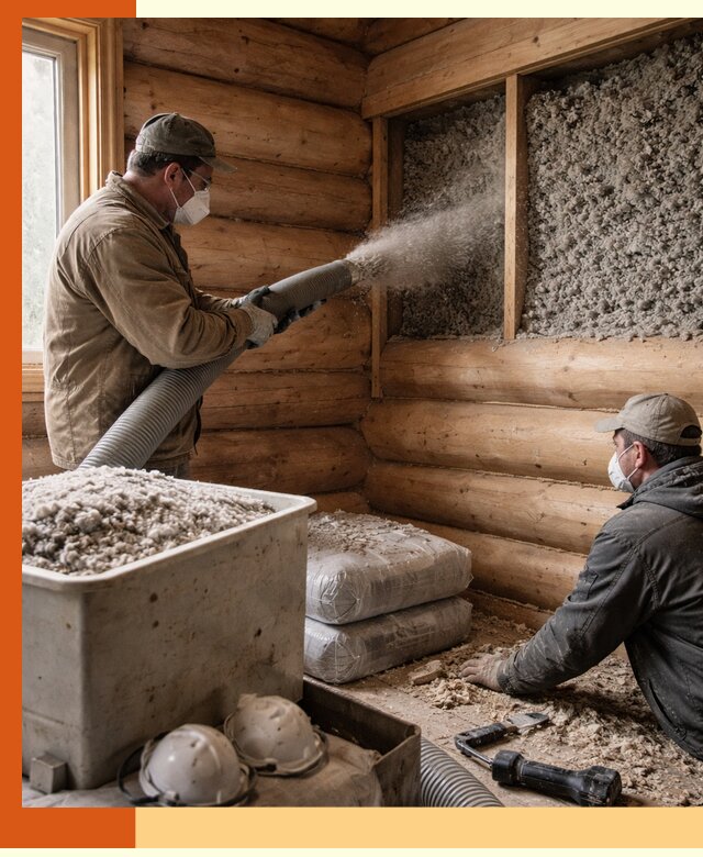 Утепление дома из бруса эковатой в Ленинске-Кузнецком