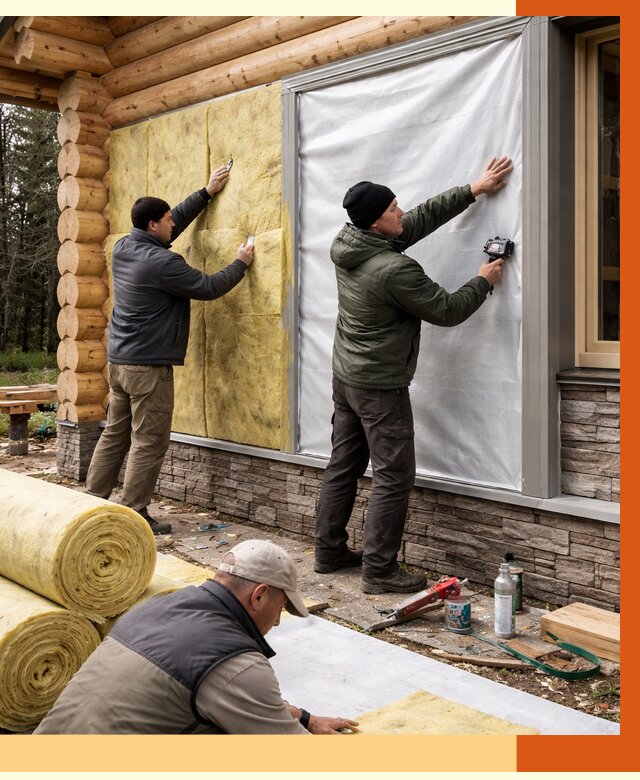 Утепление бревенчатого дома в Ленинске-Кузнецком от 7819 руб/м2 — заказать под ключ | ТепломастерЛнн