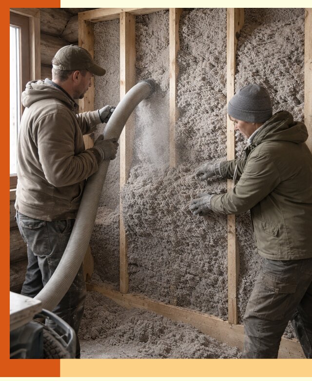 Утепление бревенчатого дома эковатой в Ленинске-Кузнецком