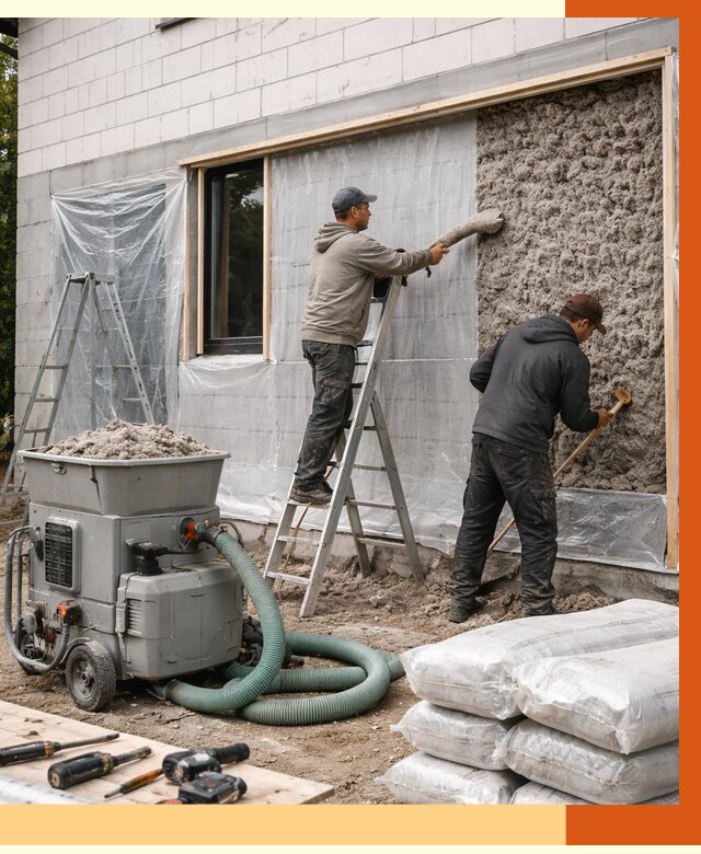 Утепление дома из газобетона эковатой в Ленинске-Кузнецком от 4599 руб./м2 | ТепломастерЛнн