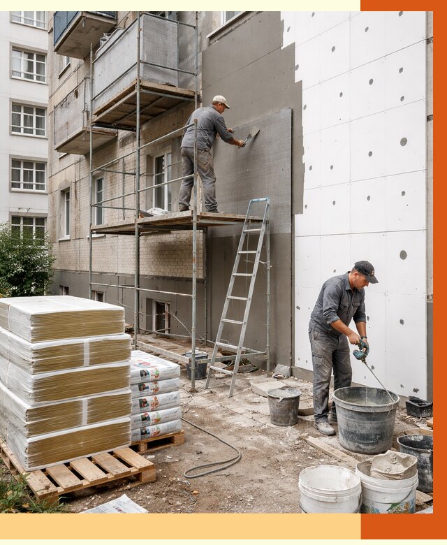 Утепление квартиры снаружи в Ленинске-Кузнецком от 6286 руб/м2 под ключ | ТепломастерЛнн