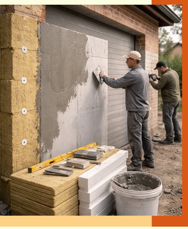 Утепление гаража снаружи в Ленинске-Кузнецком от 4293 руб. за м2 — наружное утепление под ключ | ТепломастерЛнн