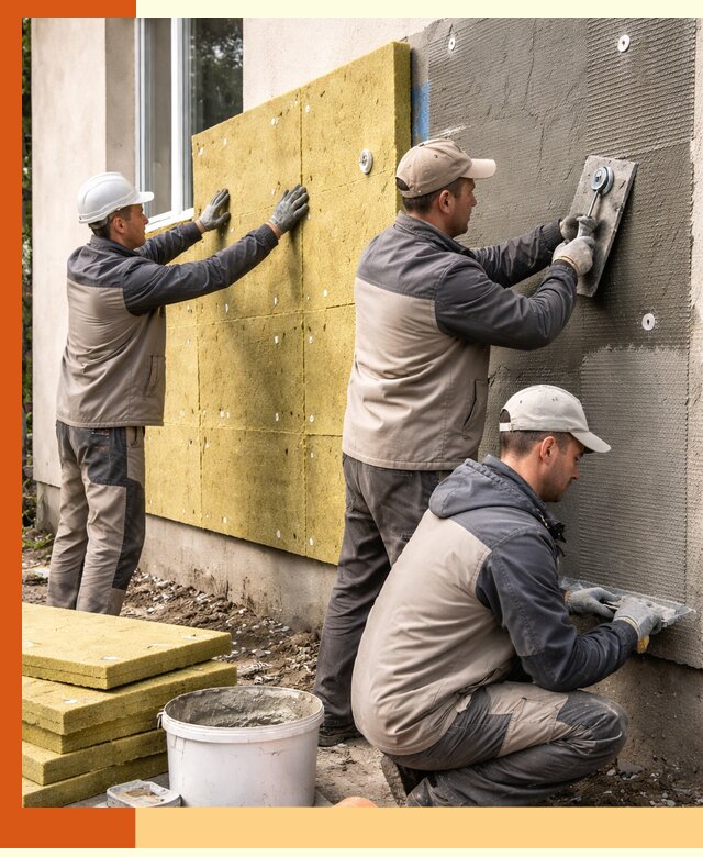 Утепление фасада под штукатурку в Ленинске-Кузнецком — энергоэффективная технология