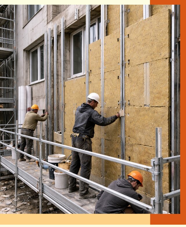 Утепление вентилируемого фасада в Ленинске-Кузнецком от 5724 руб/м2 — монтаж и утепление вентфасад | ТепломастерЛнн