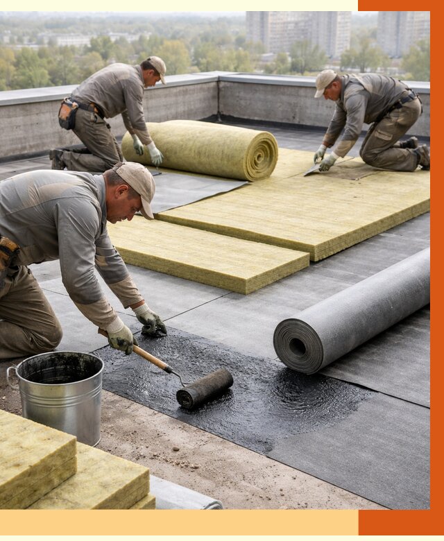 Утепление плоской крыши в Ленинске-Кузнецком от 7359 руб./м2 под ключ | ТепломастерЛнн