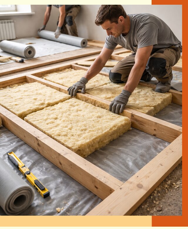 Утепление деревянного пола в Ленинске-Кузнецком от 1533 руб./м2 под ключ | ТепломастерЛнн