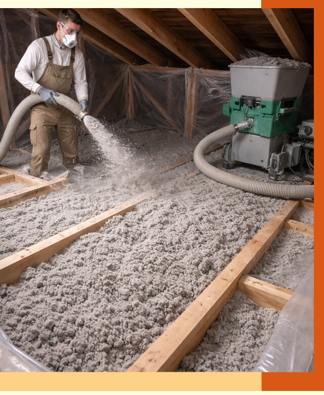 Утепление чердака эковатой в Ленинске-Кузнецком от 1482 руб/м2 — заказать у ТепломастерЛнн