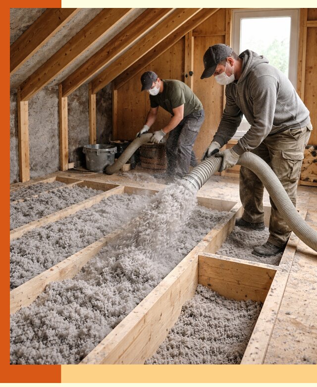 Утепление мансарды эковатой в Ленинске-Кузнецком с гарантией качества