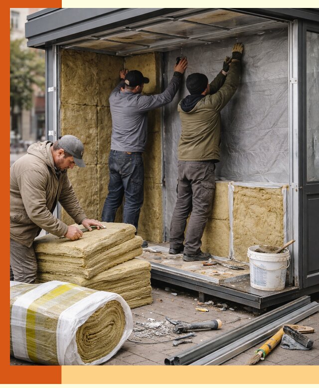 Утепление павильона шаурмы под ключ в Ленинске-Кузнецком