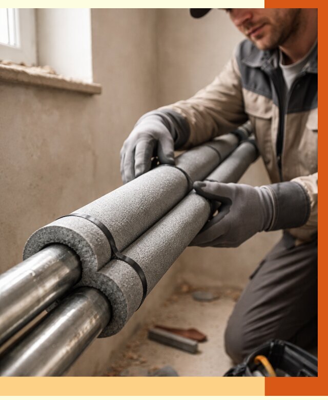 Утепление труб отопления в Ленинске-Кузнецком от 2913 руб. за м² — услуги под ключ | ТепломастерЛнн