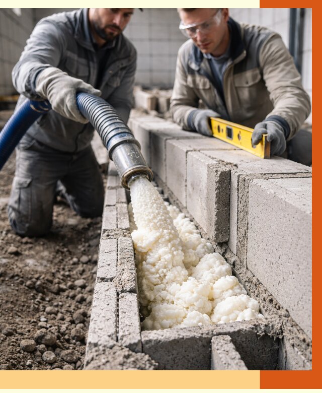 Заполнение колодцевой кладки ППУ в Ленинске-Кузнецком от 4293 руб. за м2 | ТепломастерЛнн
