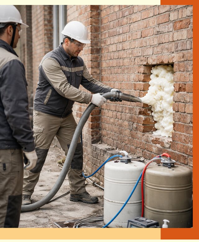 Заливка ППУ в пустоты кирпичной стены в Ленинске-Кузнецком от 2811 руб. | ТепломастерЛнн