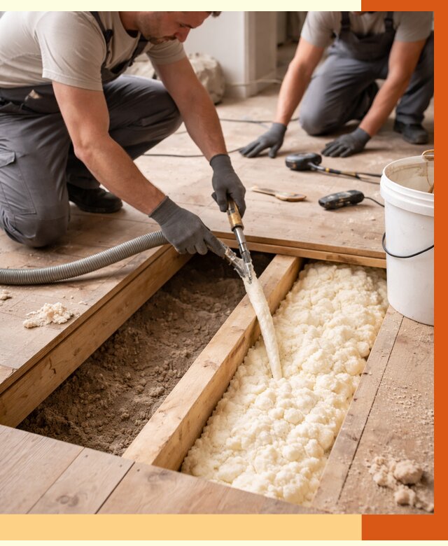 Заполнение пустот пола в Ленинске-Кузнецком от 2760 руб. — утепление пустот пола под ключ | ТепломастерЛнн