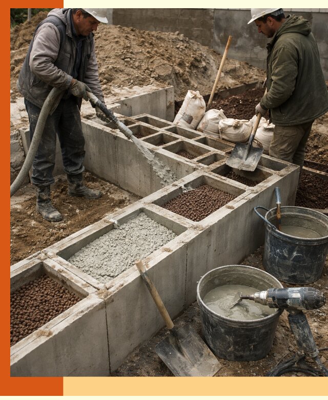 Заполнение полостей фундамента в Ленинске-Кузнецком герметичным утеплением и повышением прочности