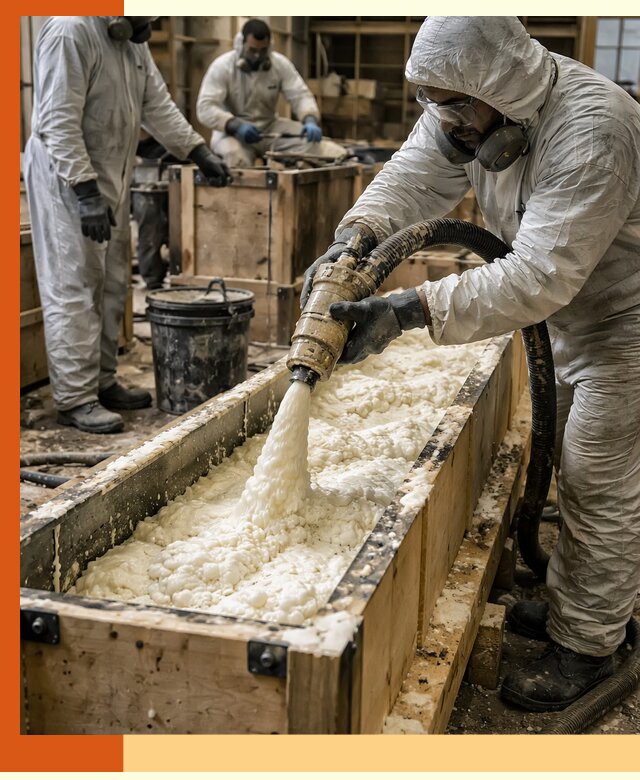 Заливка пенополиуретана в формы для утепления в Ленинске-Кузнецком