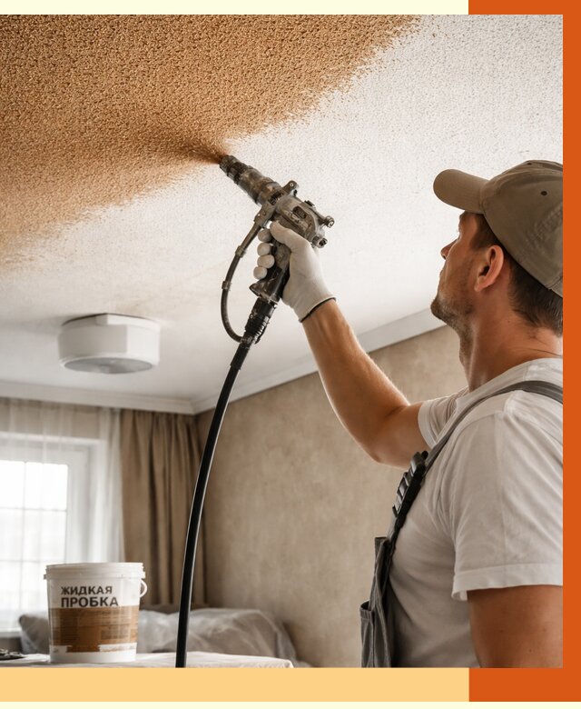 Утепление потолка жидкой пробкой в Ленинске-Кузнецком от 3577 руб. | ТепломастерЛнн