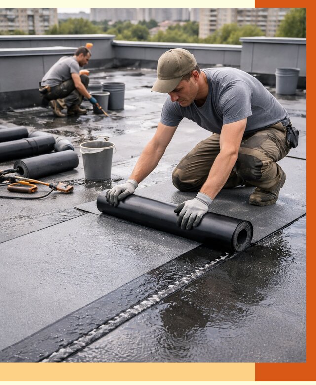 Гидроизоляция плоской кровли в Ленинске-Кузнецком от 4599 руб./м2 — профессионально | ТепломастерЛнн
