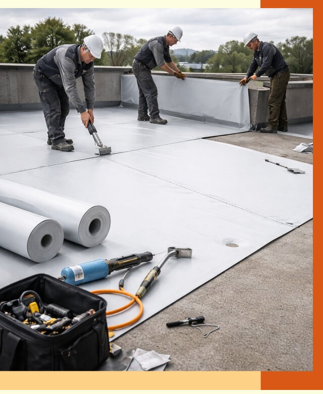 Гидроизоляция мембранной кровли в Ленинске-Кузнецком от 7666 руб./м² — профессионально | ТепломастерЛнн