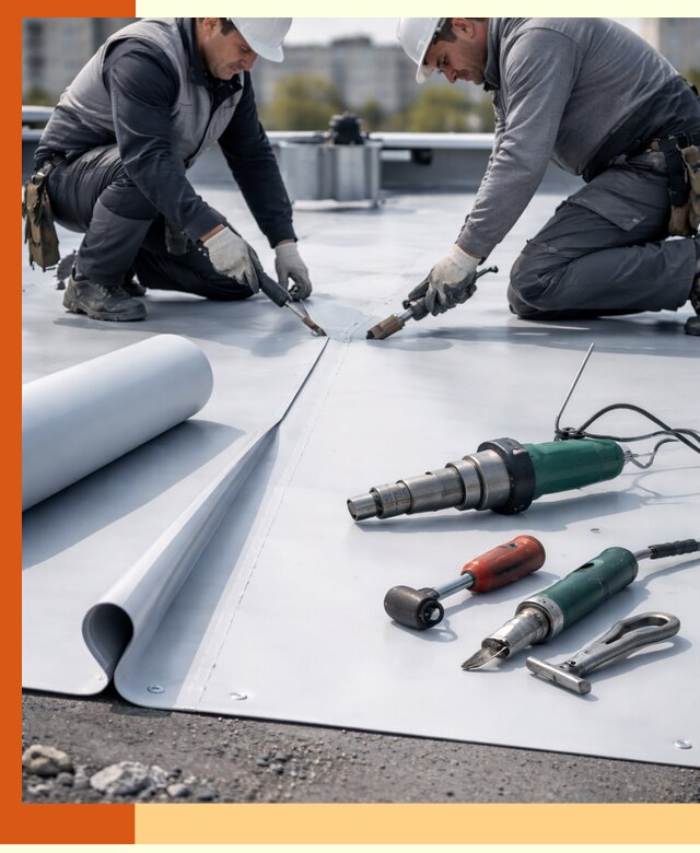 Гидроизоляция мембранной кровли в Ленинске-Кузнецком: монтаж и ремонт быстро