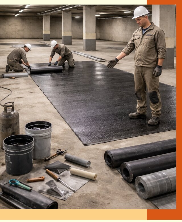 Гидроизоляция паркинга в Ленинске-Кузнецком от 1227 руб/м² — профессиональная защита | ТепломастерЛнн