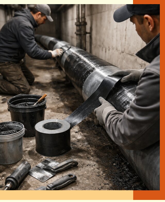 Гидроизоляция труб в Ленинске-Кузнецком от 2555 руб. — профессиональная герметизация | ТепломастерЛнн