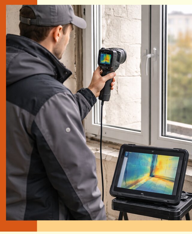 Тепловизионное обследование дома в Ленинске-Кузнецком для выявления утечек тепла
