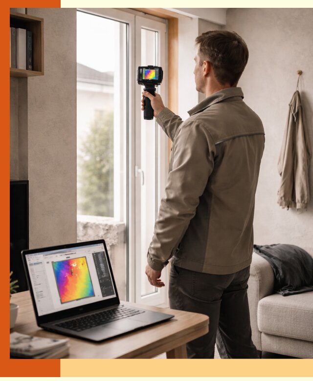 Тепловизионное обследование квартиры в Ленинске-Кузнецком для поиска утечек тепла