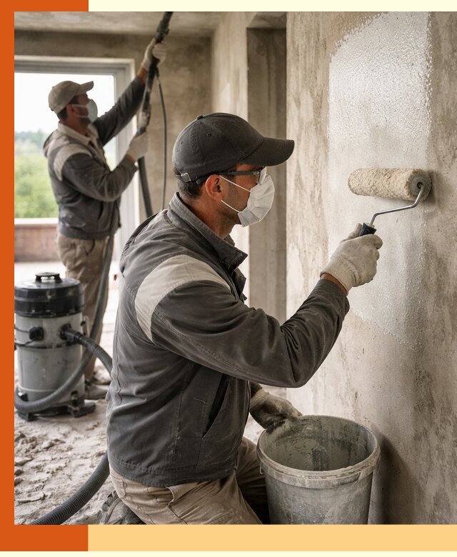 Подготовка поверхности под напыление утеплителя в Ленинске-Кузнецком