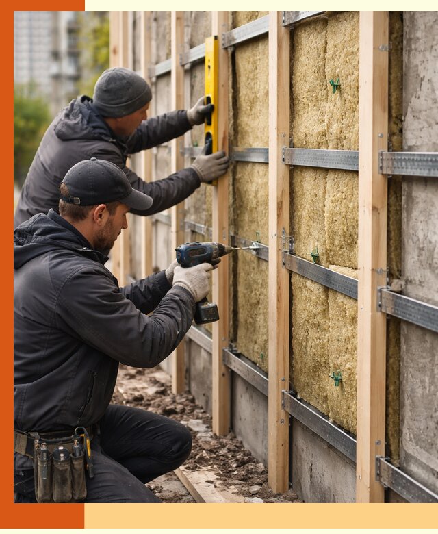 Монтаж обрешетки под утепление зданий и квартир в Ленинске-Кузнецком